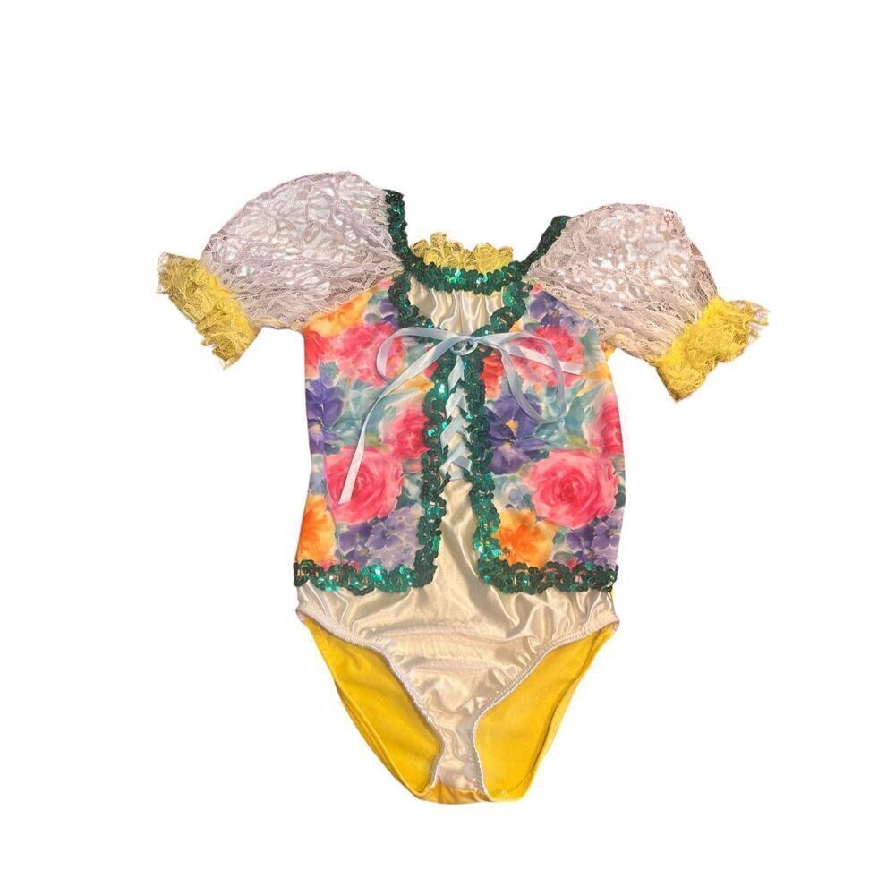 Dansco dance recital jazz tap gymnastics floral lace leotard child’s medium